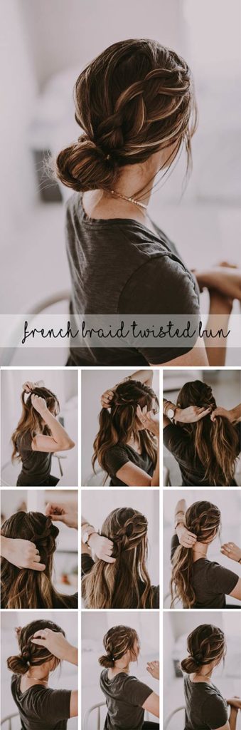 11. French Braid Twisted Bun